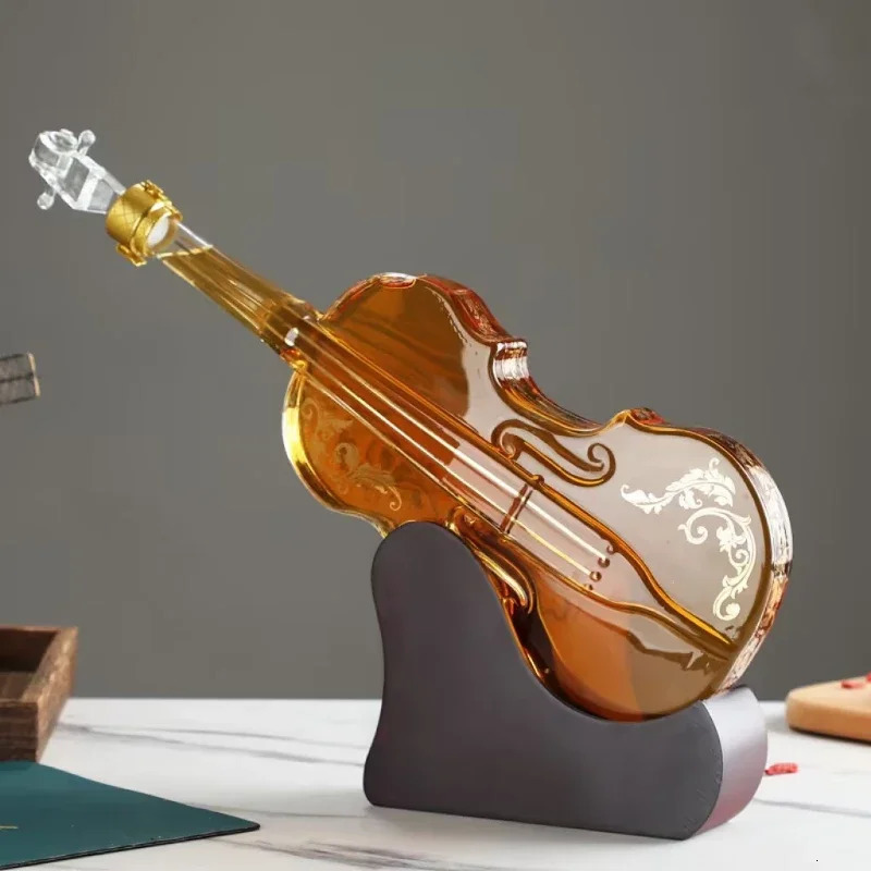 High Borosilicate Glass Wine Bottle Guitar Violin Decanter Wine Set Thickened Transparent Craft Decanter Bottle Decoration 231222