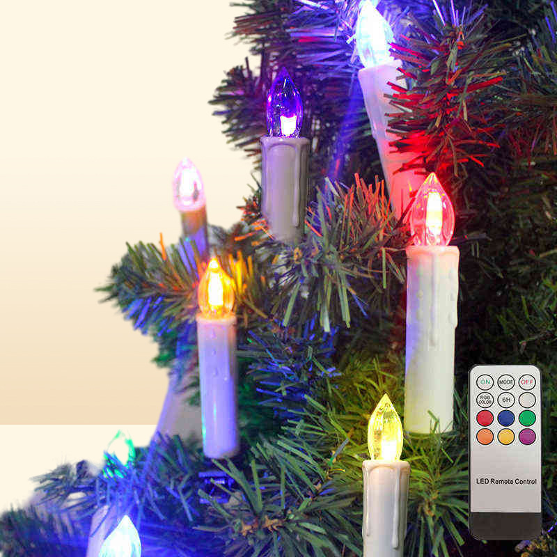 LED Electric Candles Flameless Colorful With Timer Remote Battery Operated Christmas Candle Lights For Halloween Home Decorative 24537915