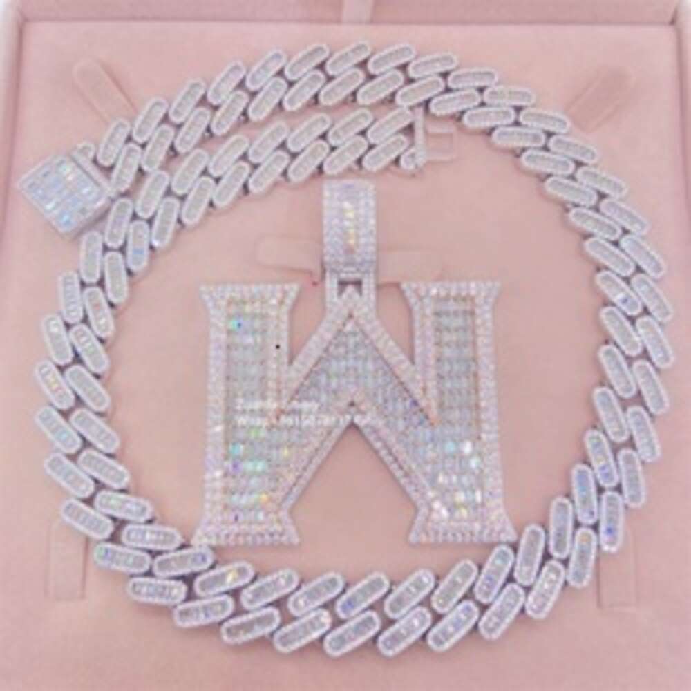 Customized Double Layered 3d Buss Down Heavy Fully Iced Out Hiphop Baguette Moissanite w Initial Letter Pendants