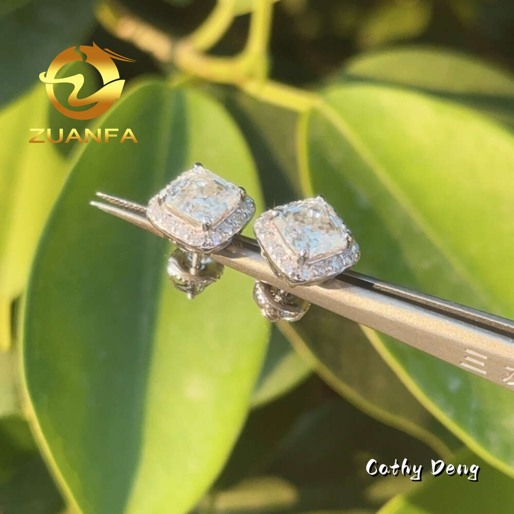 Wholesale Asscher Cut Moissnite Earring Vintage Stud Earrings 925 Silver Screw Back Crystal Earrings Set Gift for Men Women