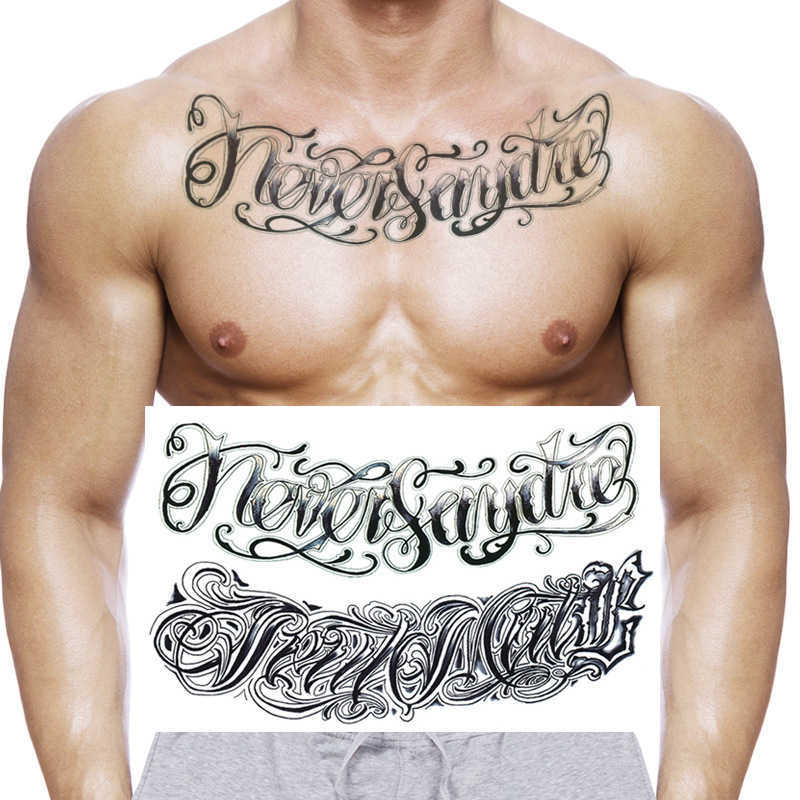 Three sided Buddha tattoo sticker waterproof and longlasting dragon head over shoulder flower chest beautiful woman letter