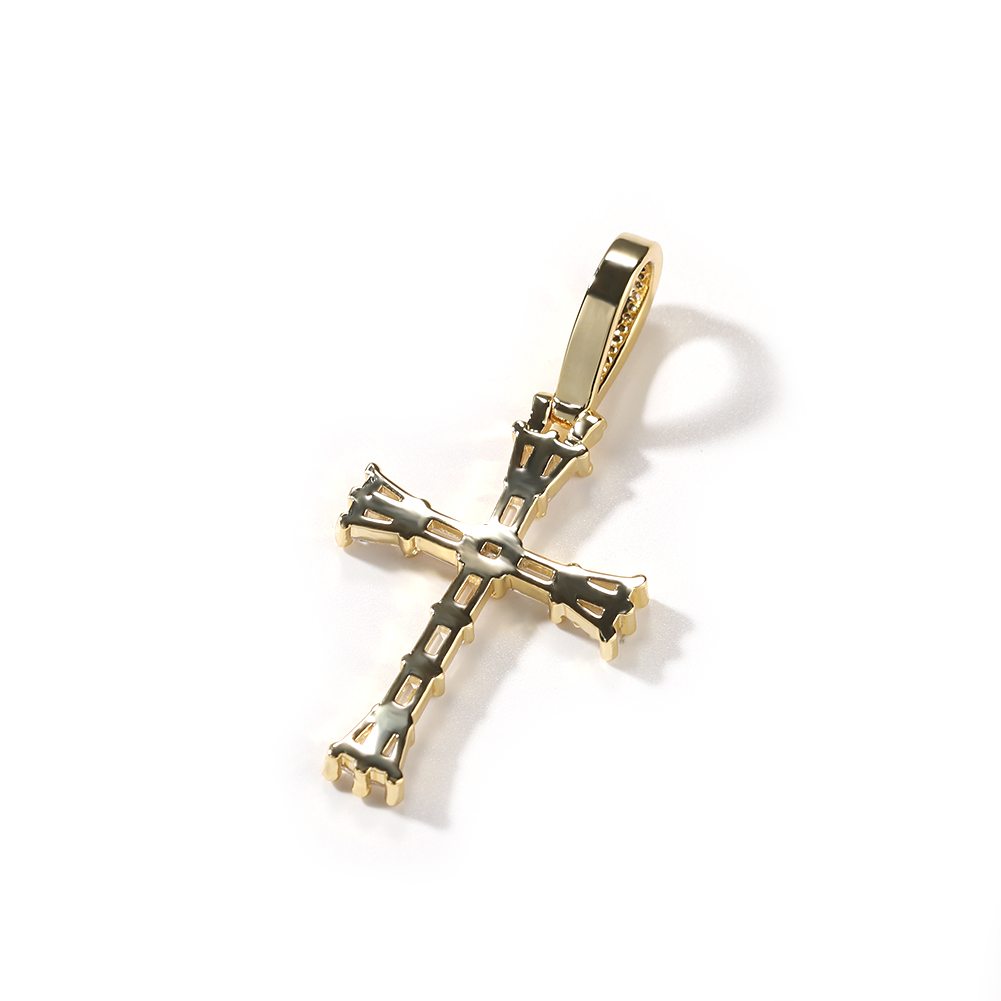 Hip Hop TopBling T Zircon Cross Pendant Necklace Women Men Gift Real Gold Plated Religion Jewelry