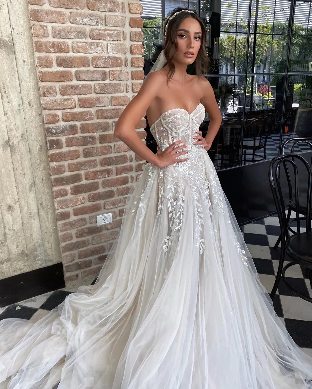 A Line Boho Wedding Dress 2024 Sweetheart Slit Sequins Appliques Tulle Bridal Women Gowns Vestido De Novia Robe De Mariage