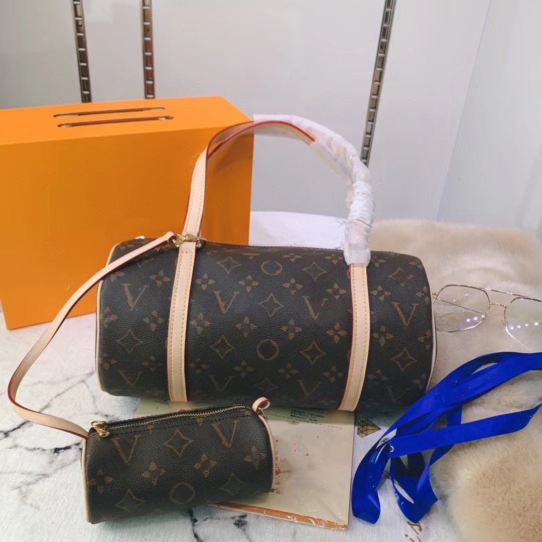 TOP Women Large Hand Bag Tote Handbags Purse Cylinder Package Shoulder Bags Zipper Barrel High Quality Hardware Classic Old Flower Letter Printing Real Leather