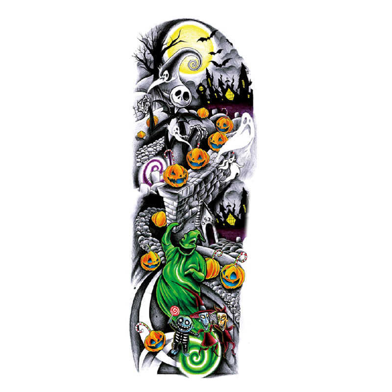 Full arm tattoo sticker waterproof flower full black large picture