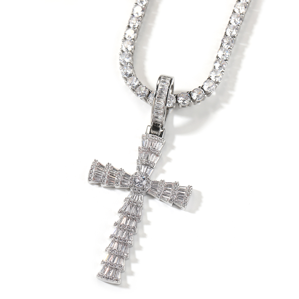 Hip Hop Multilayer Cross Pendant Necklace Full 5A Zircon Cool Men 18k Real Gold Plated Religion Jewelry