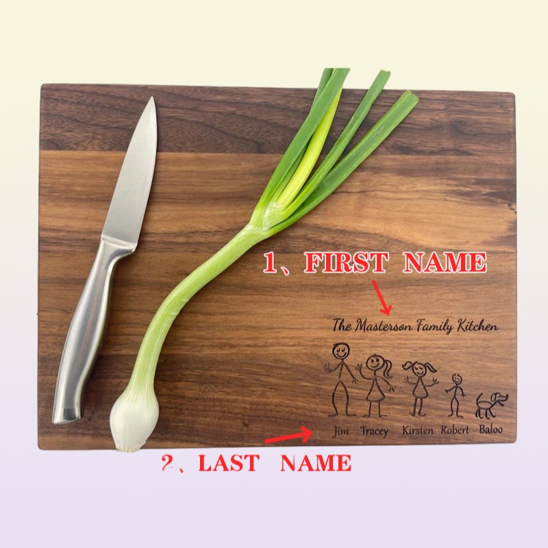Personalized Custom Text Engraving Walnut Cutting Board Kitchen Supplies 2206218444120