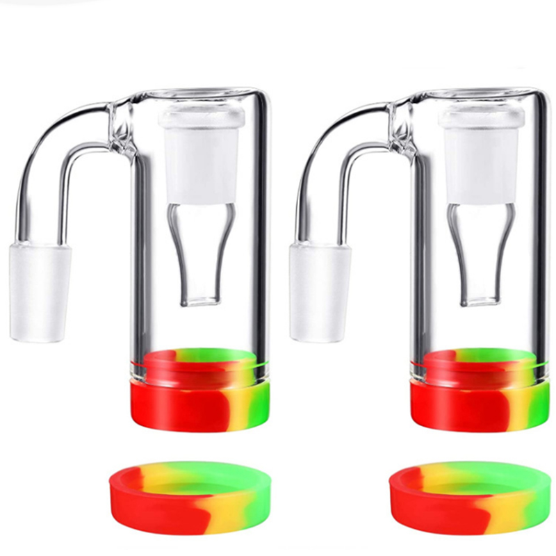 14mm Glass Ash Catcher Smoking Accessories With 5ML Colorful Silicone Container Ashcatcher