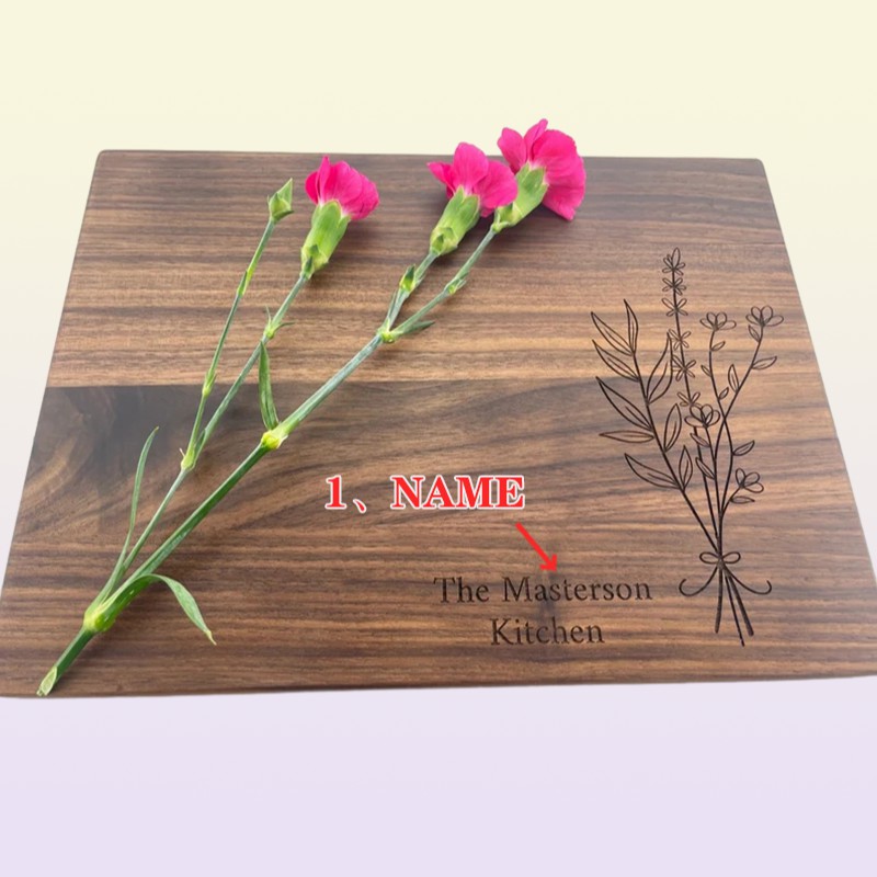Personalized Custom Text Engraving Walnut Cutting Board Kitchen Supplies 2206218444120