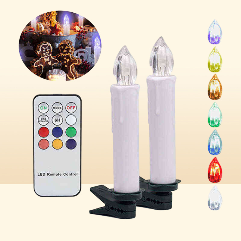 LED Electric Candles Flameless Colorful With Timer Remote Battery Operated Christmas Candle Lights For Halloween Home Decorative 24537915