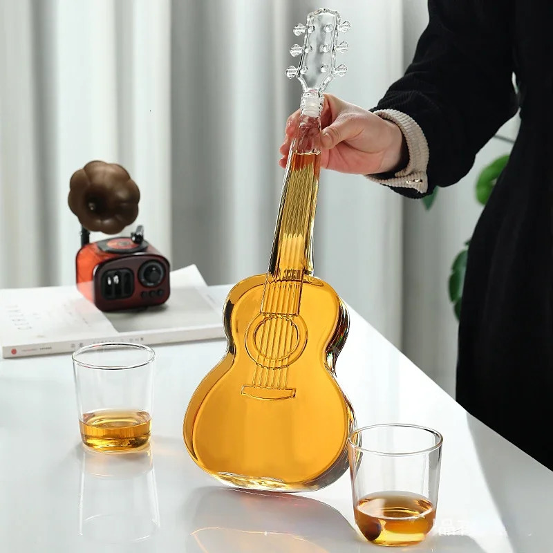 High Borosilicate Glass Wine Bottle Guitar Violin Decanter Wine Set Thickened Transparent Craft Decanter Bottle Decoration 231222