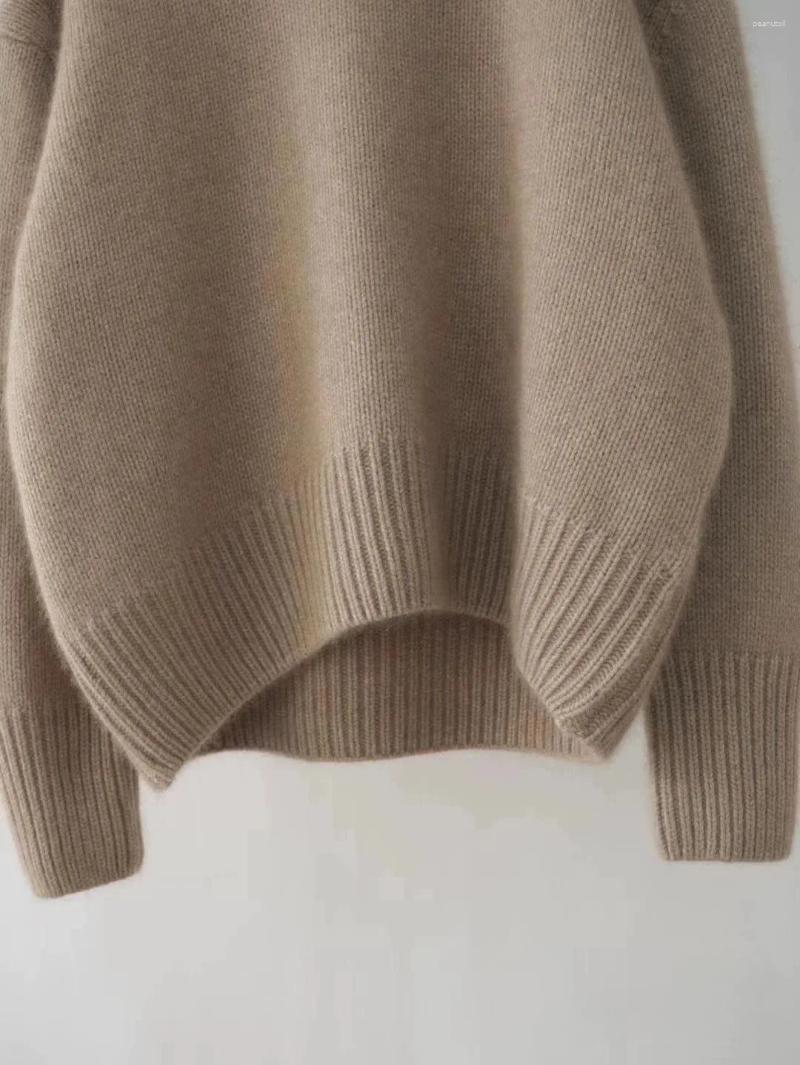 Designer women's sweater fashion Korea cashmere sweater pure wool high lapel 2025 autumn and winter casual loose padded knit top.