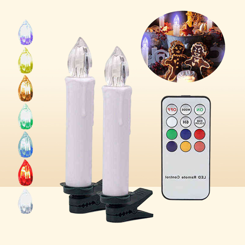 LED Electric Candles Flameless Colorful With Timer Remote Battery Operated Christmas Candle Lights For Halloween Home Decorative 24537915