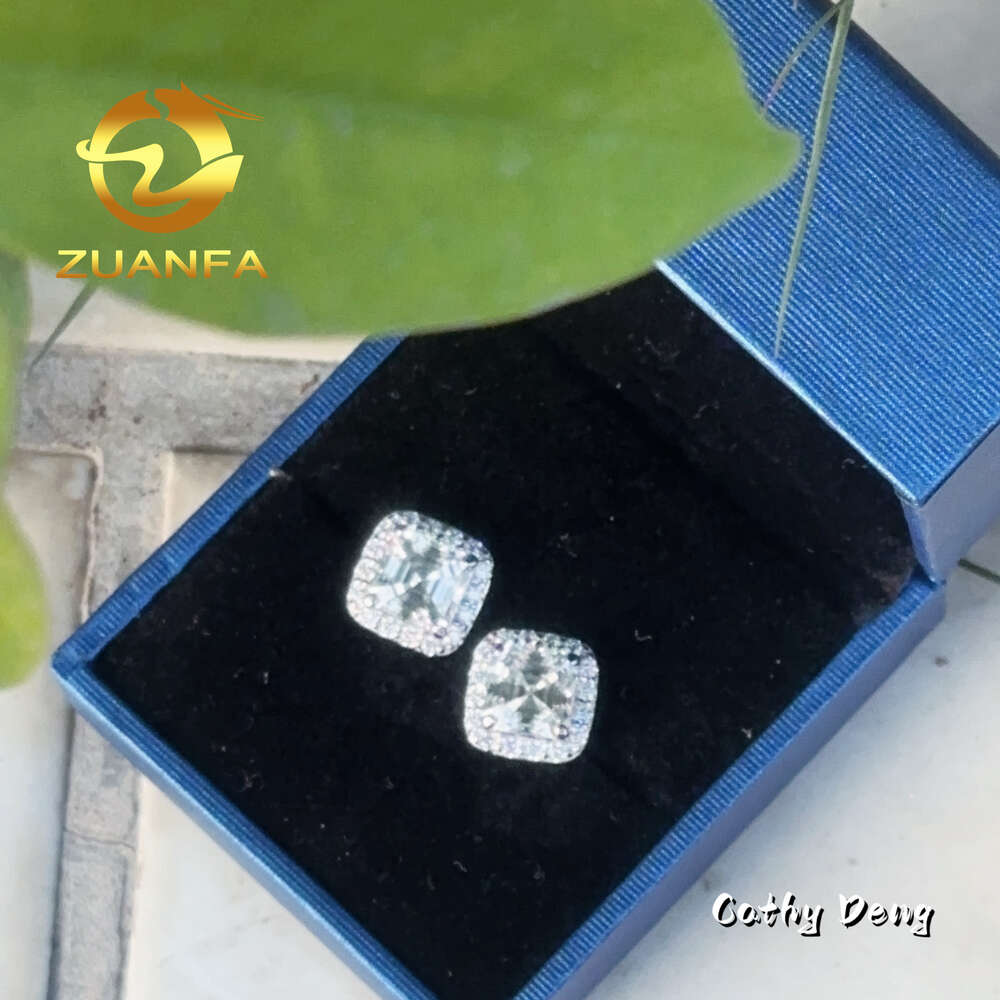Wholesale Asscher Cut Moissnite Earring Vintage Stud Earrings 925 Silver Screw Back Crystal Earrings Set Gift for Men Women