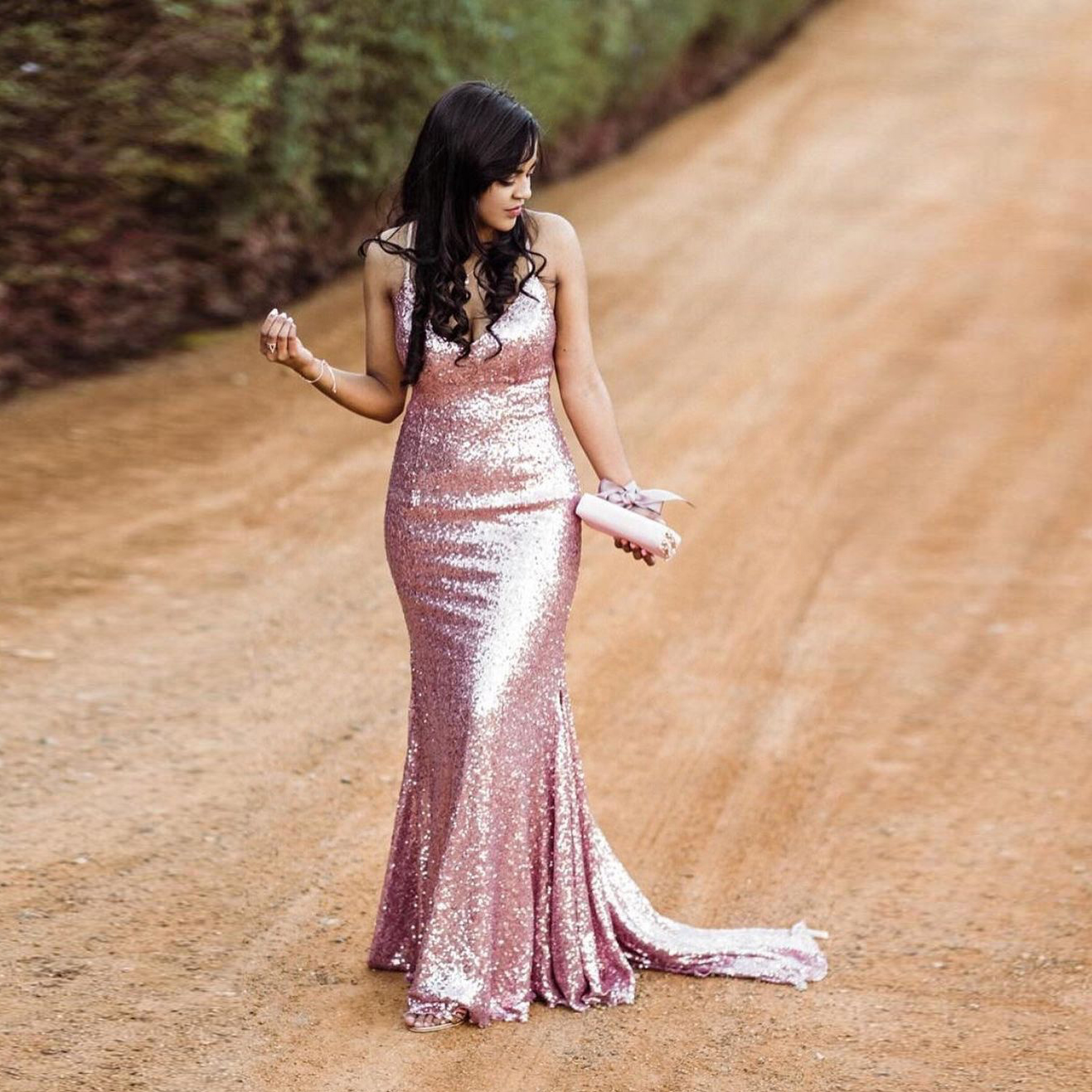 Sparkly Graduation Party Prom Sequined Spaghetti Strap Floor Length Formal Long Evening Dress Sexy Birthday Gowns 0521
