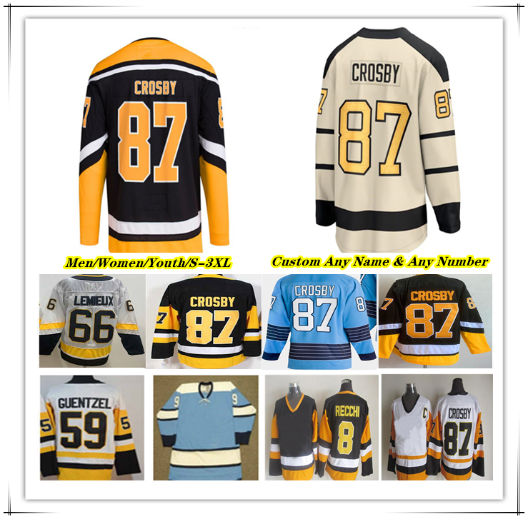 Sidney Crosby Pittsburgh Hockey Jersey Jake Guentzel Evgeni Malkin Erik Karlsson Bryan Rust Reilly Smith Kris Letang Marcus Pettersson Lars Eller Tristan Jarry KID