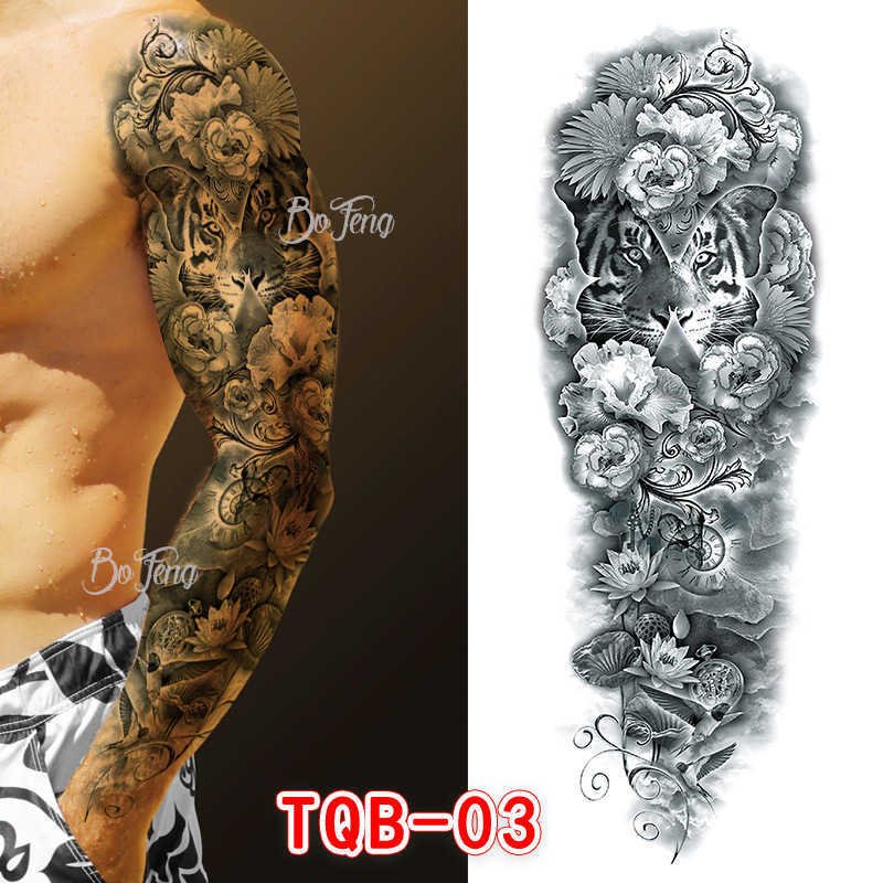 Full arm tattoo sticker waterproof flower ordinary full