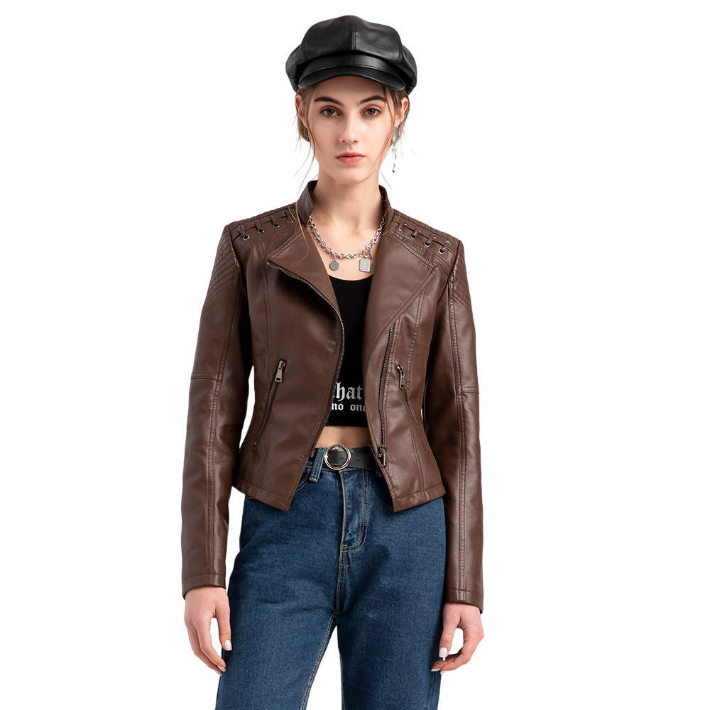 0C409M90 European and American Oversized Women's Leather Faux Jacket Hand Woven Velvet Hooded Autumn/winter Short Coats Warm and Leisure