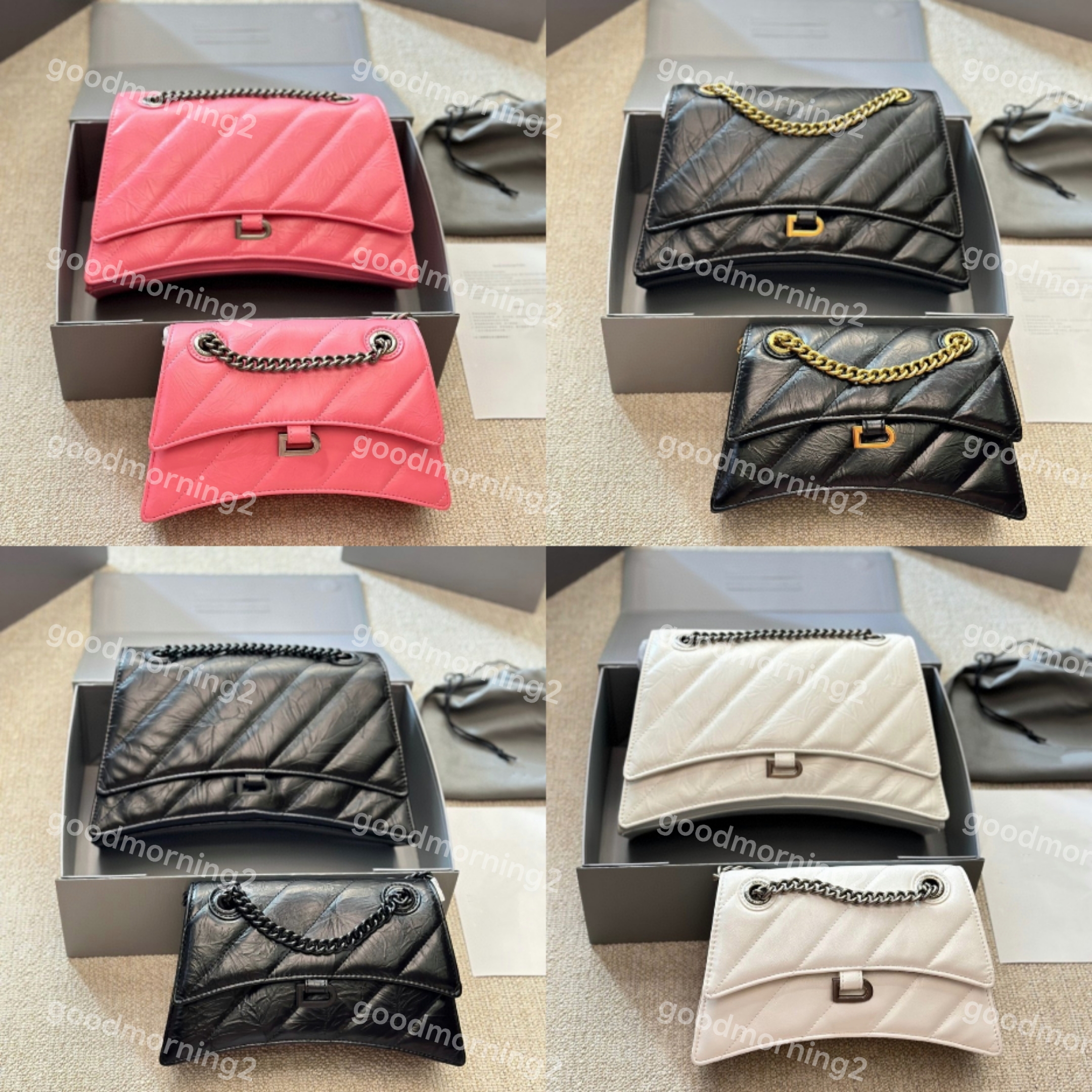 Designer Crush Bag Ladies Hourglass Bags Handbag Shopping Shoulder Fashion 30cm or 25cm Two size Chain Cross Body Half Moon Luxury 5A Genuine Leather purse with box