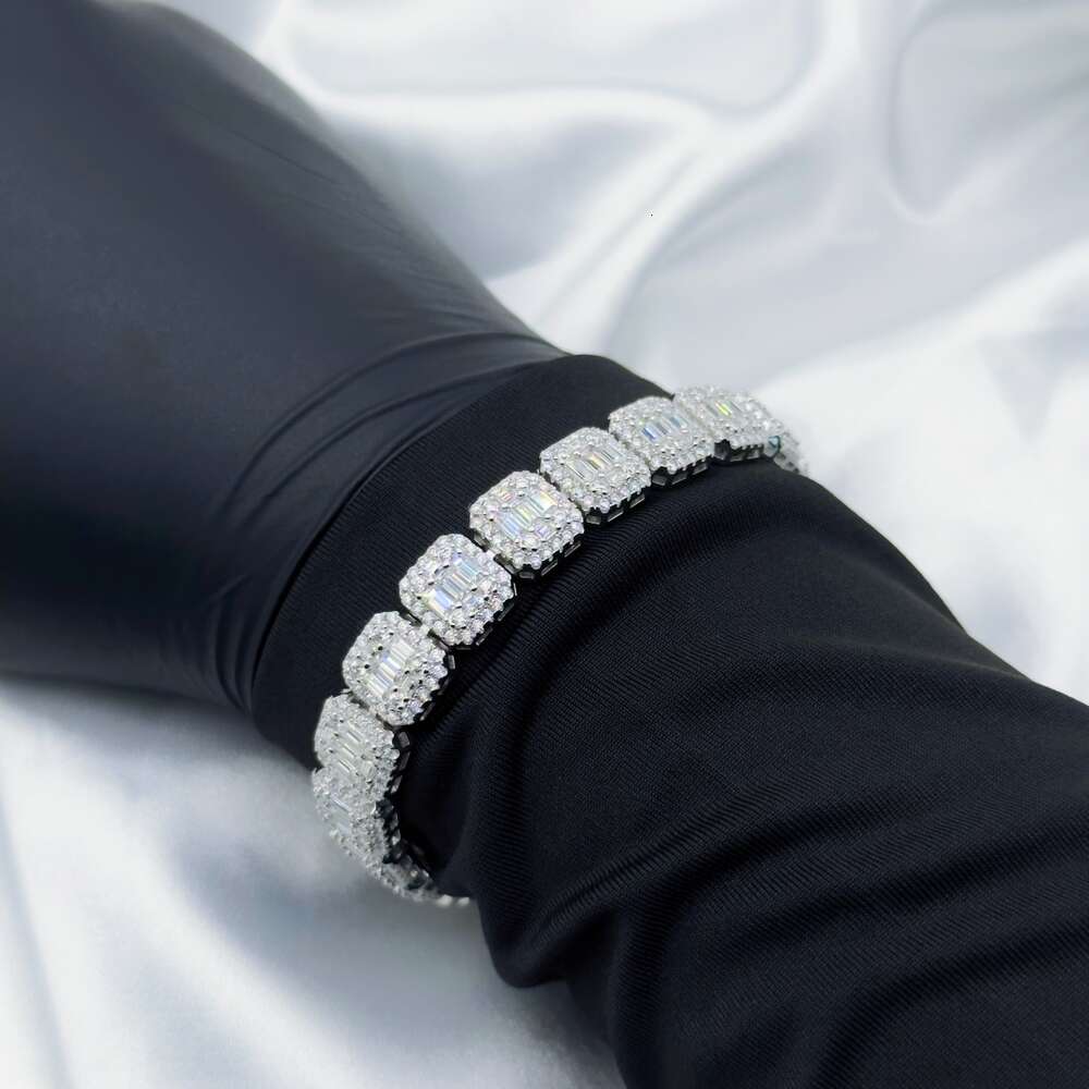 Gold Plated Fashion Jewelry Body Chain 10mm/12mm 925silver Moissanite Hiphop Bracelet Necklace with Square Tennis Chain