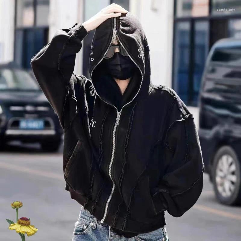 Oversized Hoddies Men's Hoodies Fall Winter Thug Club Heavy Wash Destroy American Street Hip-Hop Retro Hooded Sweatshirts Zipper Cardigan Drop Sh