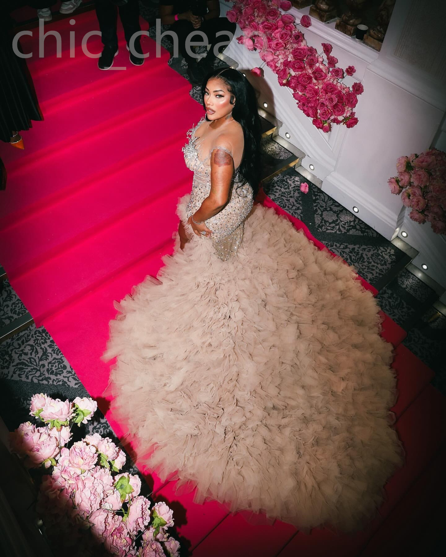 224 Aso Ebi Champagne Mermaid Prom Dress Beaded Crystals Tiers Evening Formal Party Second Reception Birthday Engagement Gowns Dresses Robe De Soiree 