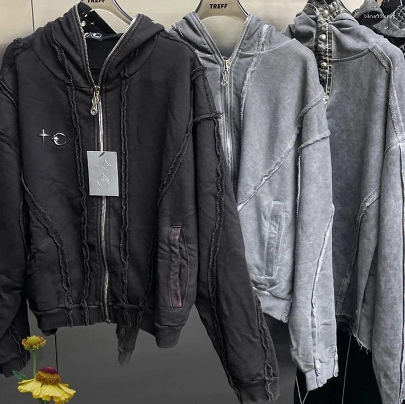 Oversized Hoddies Men's Hoodies Fall Winter Thug Club Heavy Wash Destroy American Street Hip-Hop Retro Hooded Sweatshirts Zipper Cardigan Drop Sh