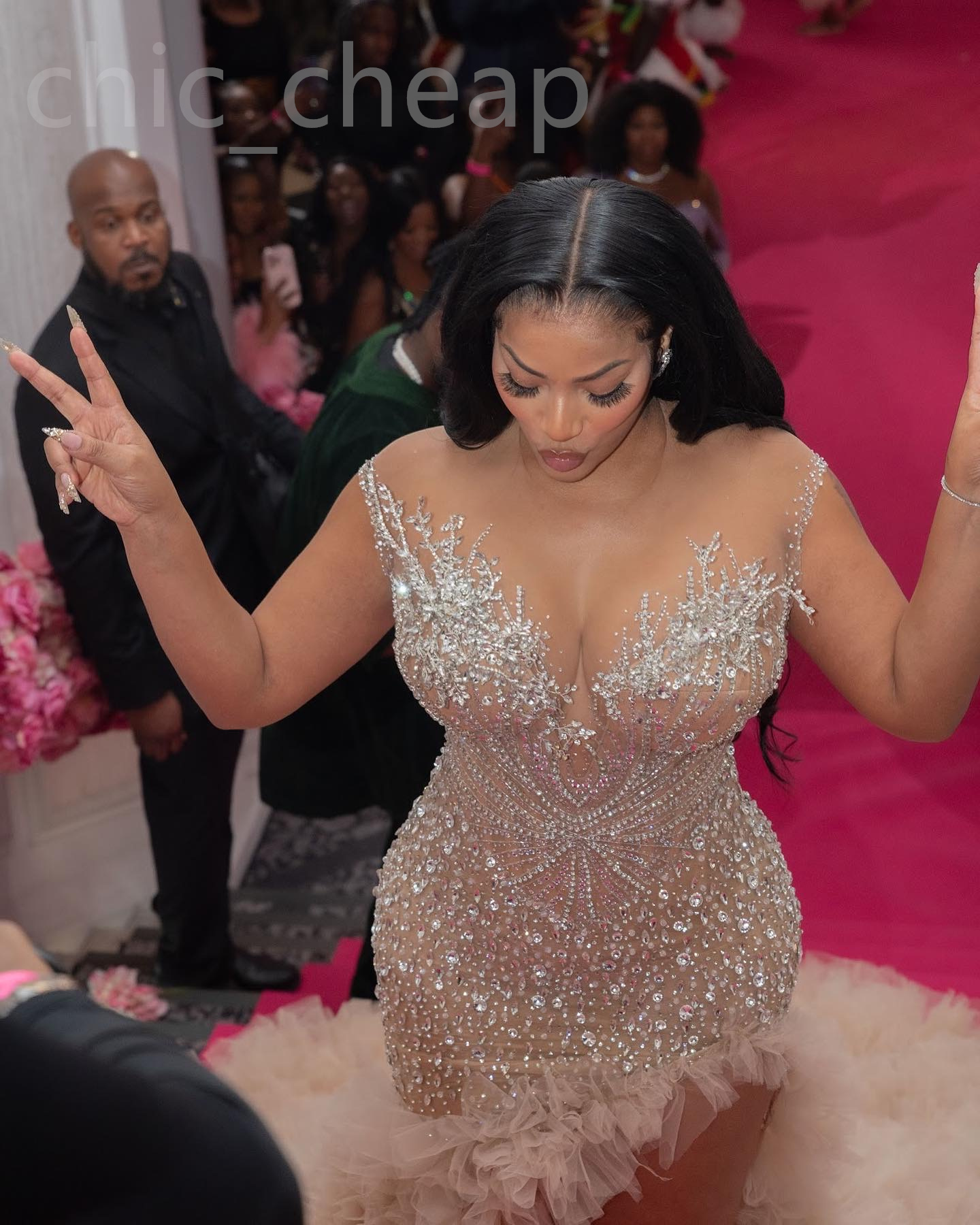 224 Aso Ebi Champagne Mermaid Prom Dress Beaded Crystals Tiers Evening Formal Party Second Reception Birthday Engagement Gowns Dresses Robe De Soiree 
