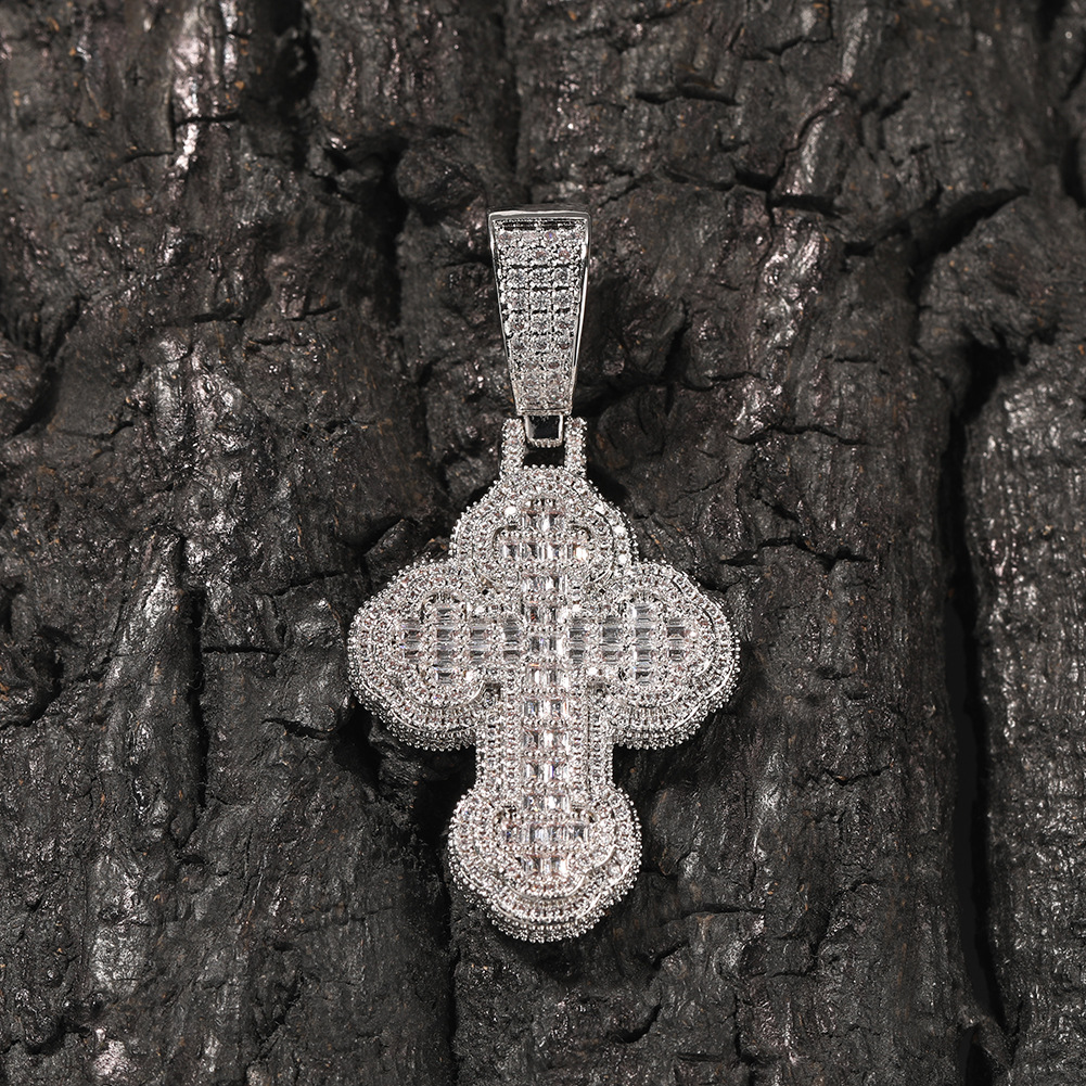 Hip Hop Cross Pendant Necklace TopBling 5A T Zircon 18k Real Gold Plated Religion Jewelry