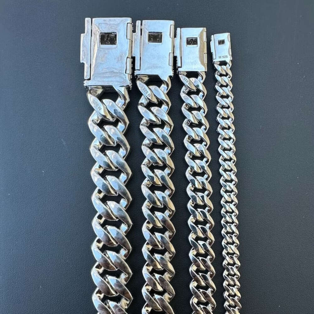 Master Rocks Jewelry 925 Sterling Silver 8mm 12mm 15mm 20mm Hiphop Vvs Moissanite Cuban Link Bracelet