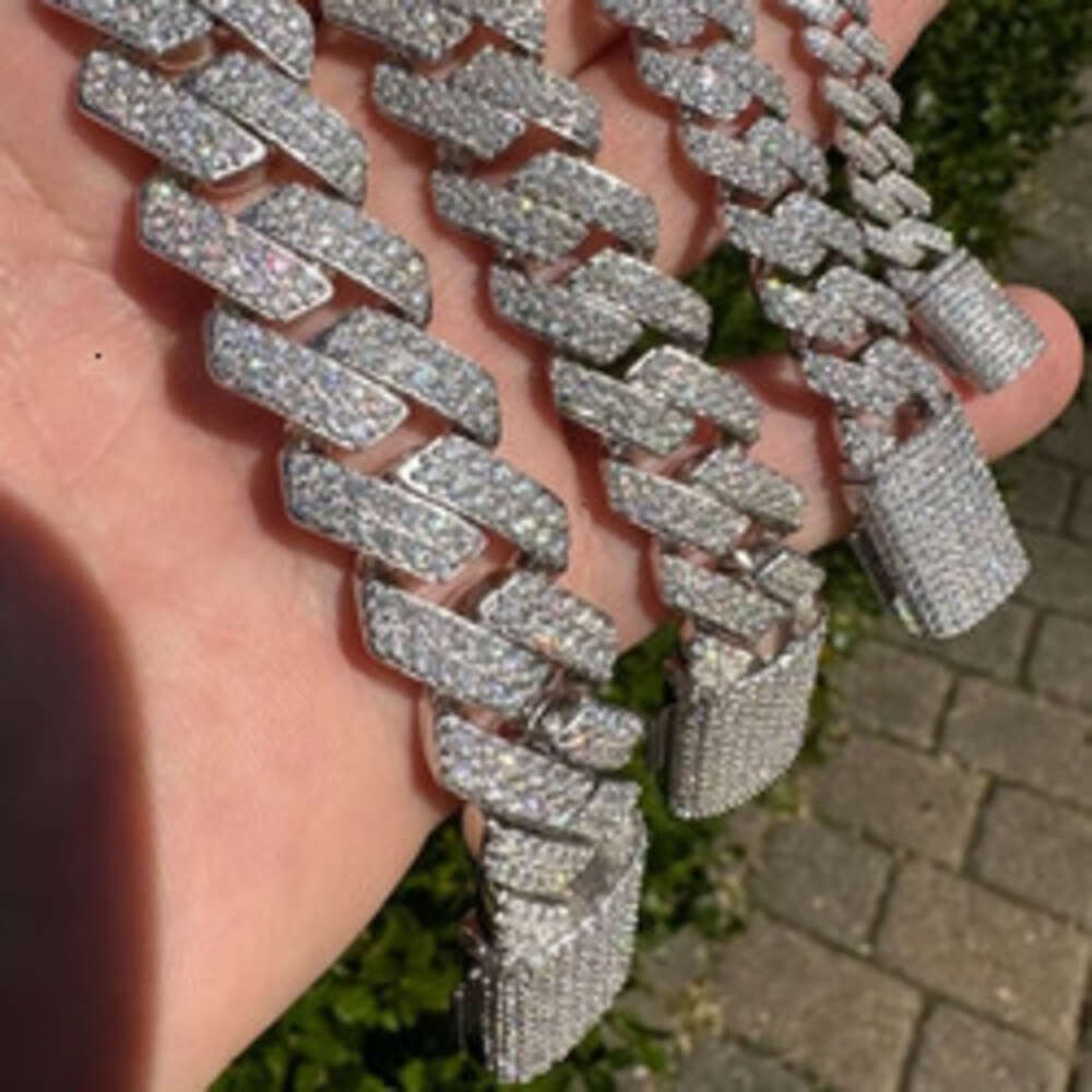 Master Rocks Jewelry 925 Sterling Silver 8mm 12mm 15mm 20mm Hiphop Vvs Moissanite Cuban Link Bracelet