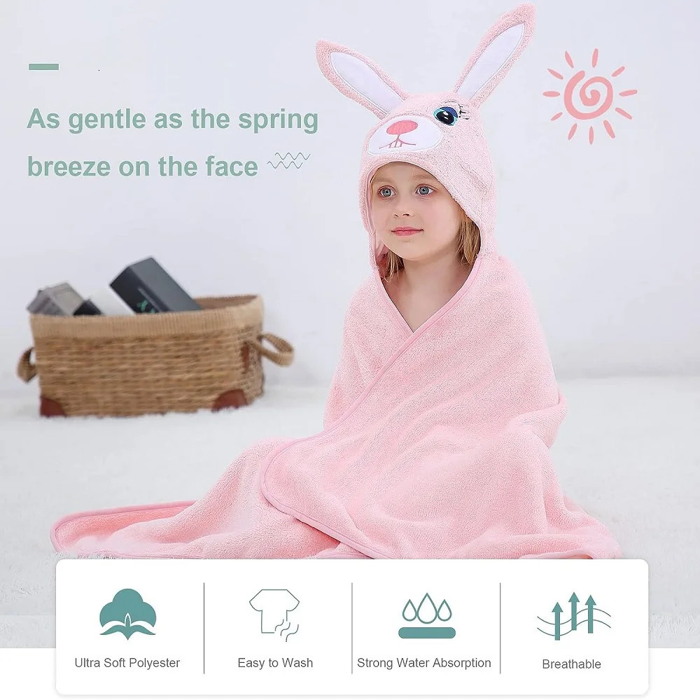 MICHLEY Cute Frog Toddler Hooded Baby Towels Super Soft Bathrobe Shower Warm Sleeping Swaddle Blanket For Boys Girls Kids 09T 231222