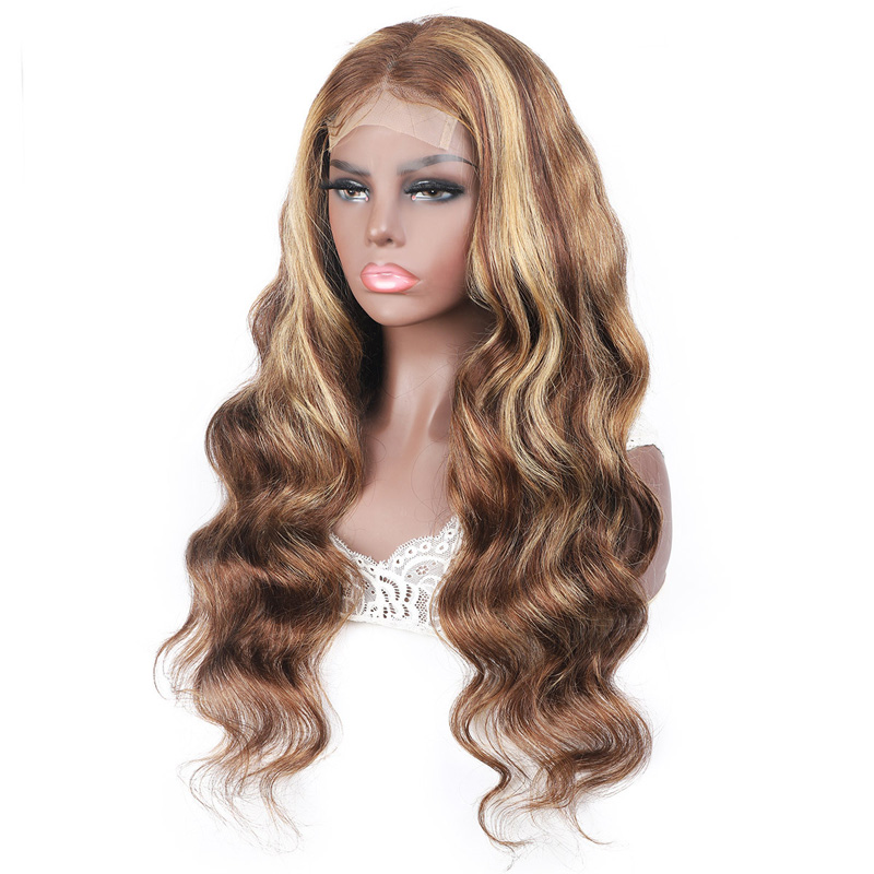 P4/27 Piano Color Brazilian 100% Human Hair 13X4 Lace Front Wig Body Wave 10-32inch 150% Density P4 27