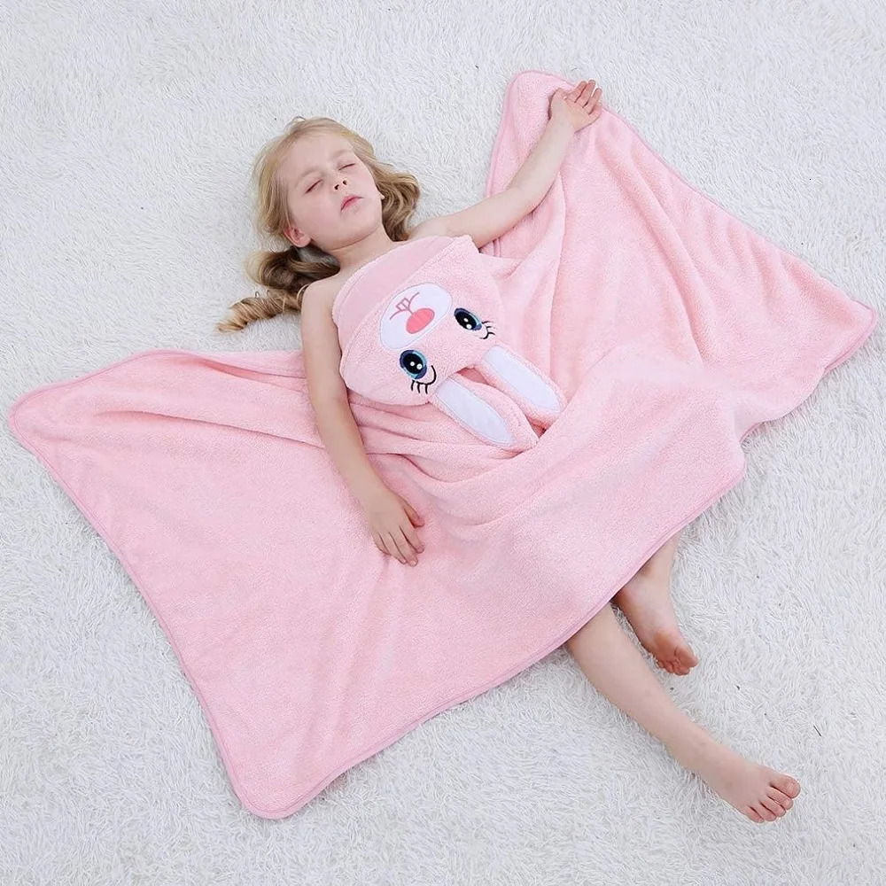 MICHLEY Cute Frog Toddler Hooded Baby Towels Super Soft Bathrobe Shower Warm Sleeping Swaddle Blanket For Boys Girls Kids 09T 231222