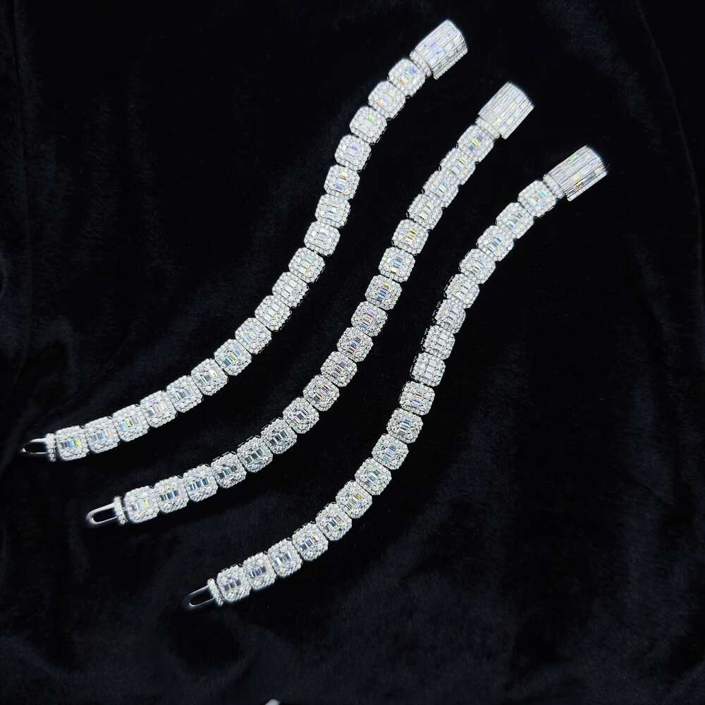 Gold Plated Fashion Jewelry Body Chain 10mm/12mm 925silver Moissanite Hiphop Bracelet Necklace with Square Tennis Chain