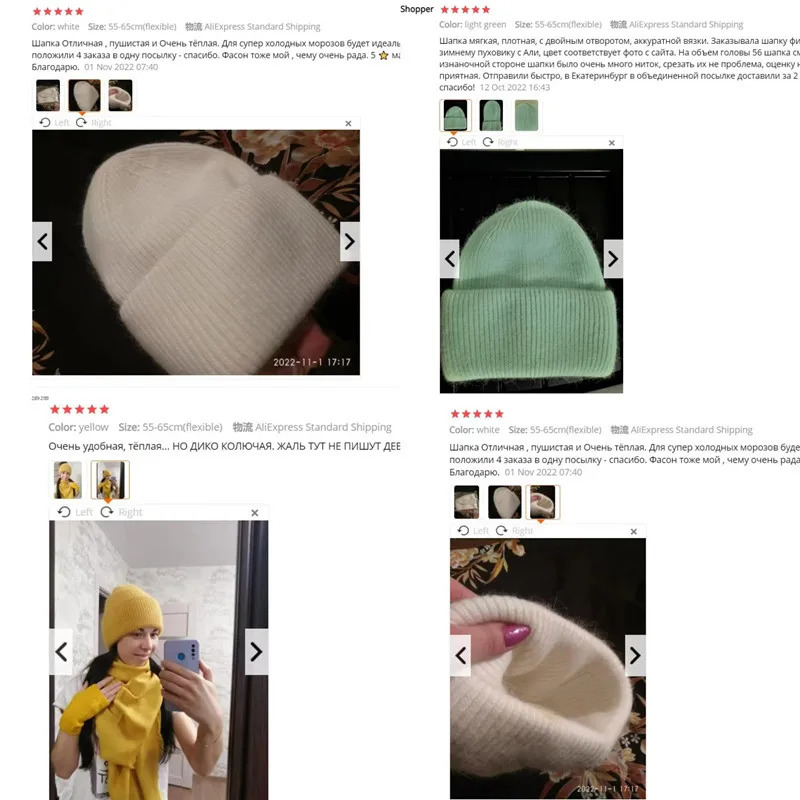 Women's Hat Winter Hat Beanie Real Rabbit Fur Bonnet Hats for Women Solid Skullies Knitted Female Fur Winter Hat 231222