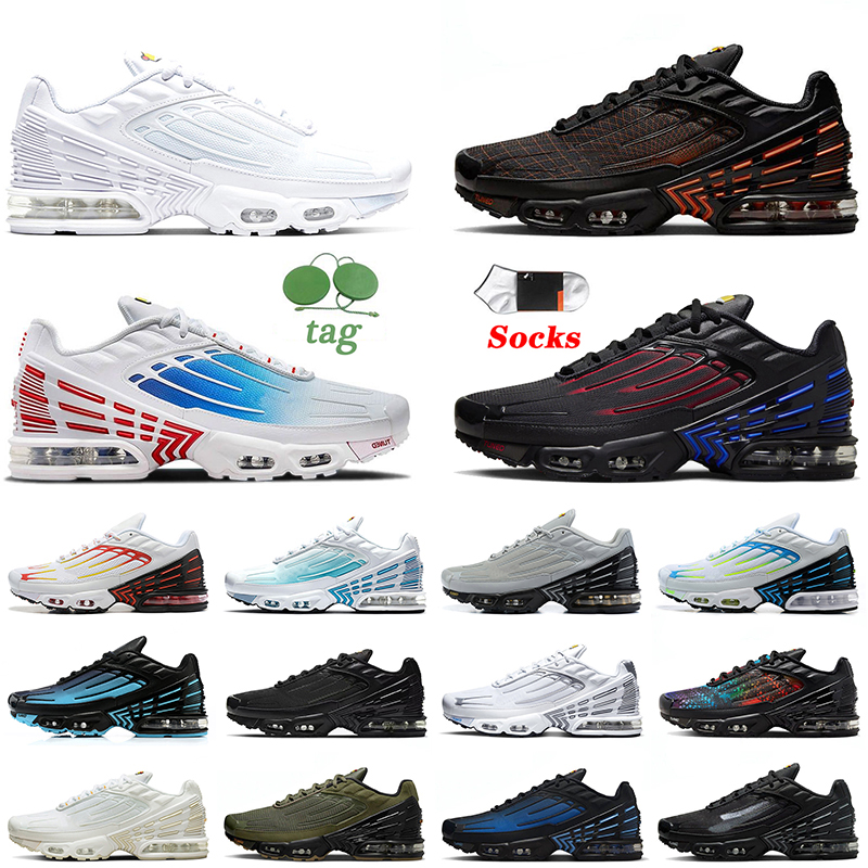 Top Quality Tn Plus 3 Outdoor Running Shoes Tuned III Spider-Verse Unity Mesh White OG Black Aqua Olive Multi Light Bone Laser Blue Trainers Tn3 Runners Sports Sneakers