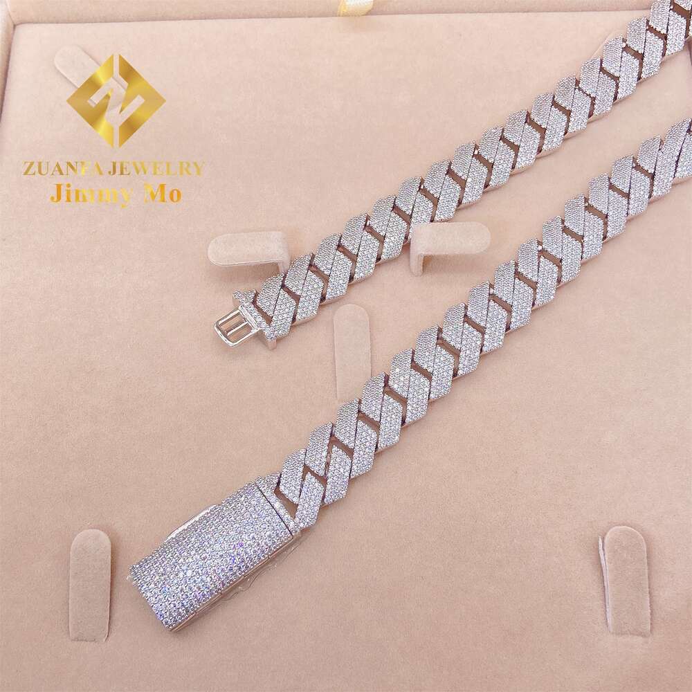 Best Selling 15mm 18mm S925 Iced Out Man Hip Hop Jewelry Gra Certificates Pass Diamond Tester Vvs1 Moissanite Cuban Link Chain