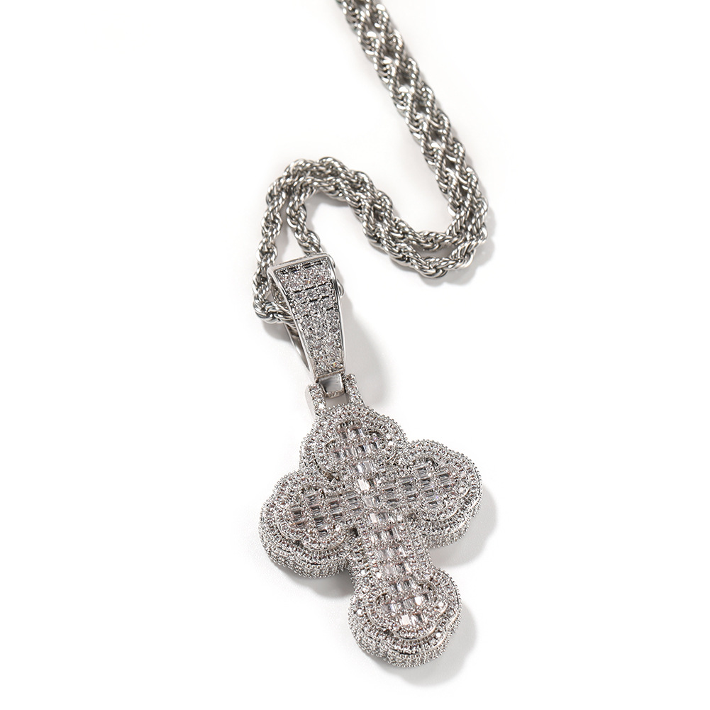 Hip Hop Cross Pendant Necklace TopBling 5A T Zircon 18k Real Gold Plated Religion Jewelry