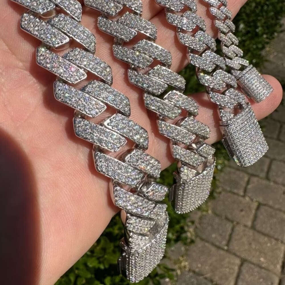 Master Rocks Jewelry 925 Sterling Silver 8mm 12mm 15mm 20mm Hiphop Vvs Moissanite Cuban Link Bracelet