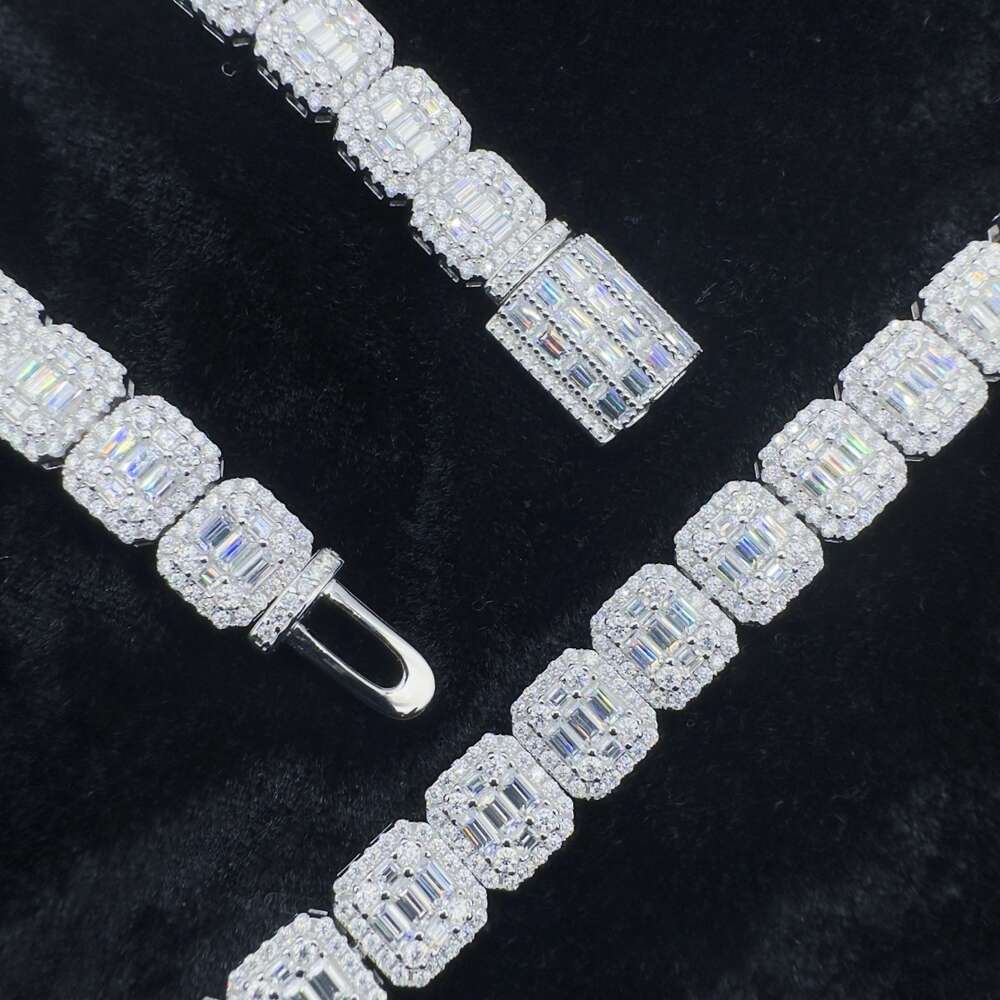 Gold Plated Fashion Jewelry Body Chain 10mm/12mm 925silver Moissanite Hiphop Bracelet Necklace with Square Tennis Chain