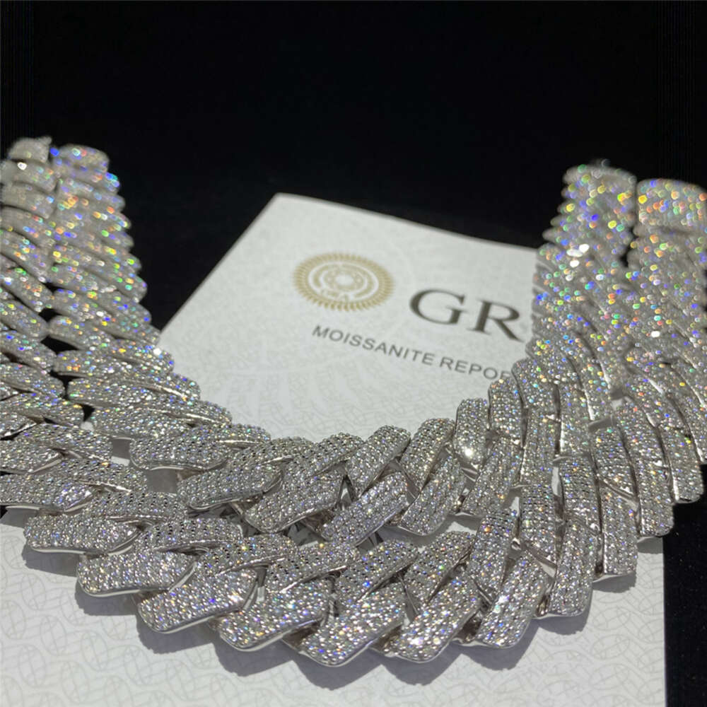 18mm Three Row Diamond Exploded Mayami Cuban Chain for Men and Women 925silver Full Set Moissanite Cuban Chain Necklace Bracelet