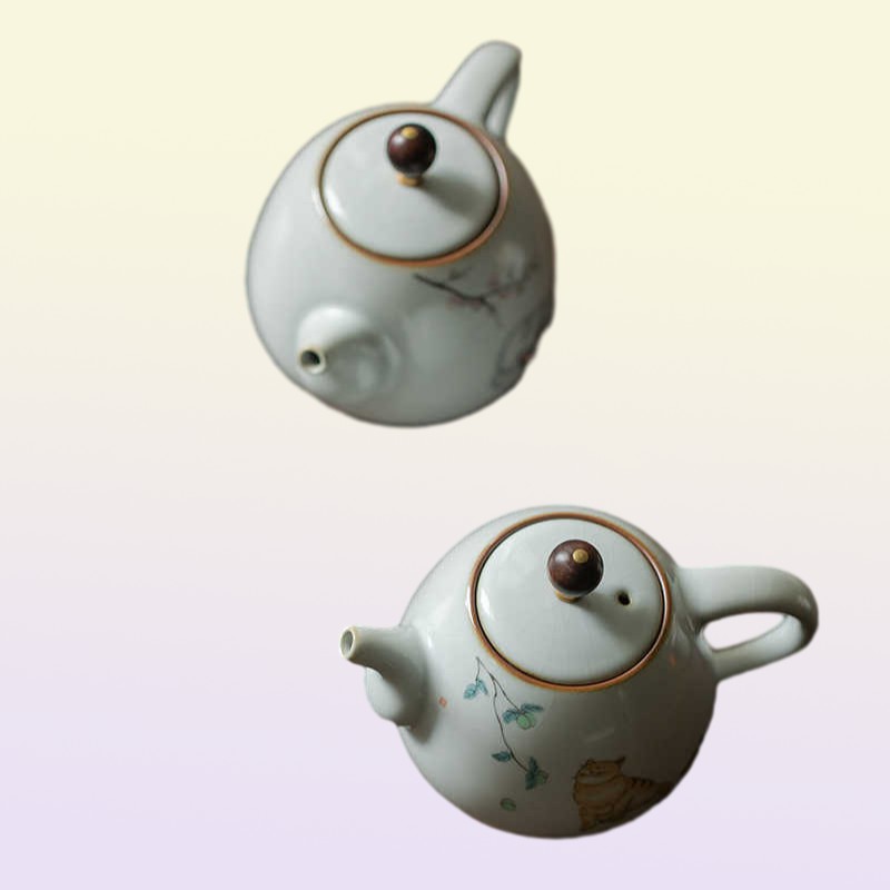 LUWU cute cat ceramic teapot traditional chinese pot 280ml 2106211661494