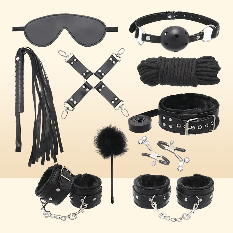 Leather Fun Sm Binding Plush Ten Piece Set 1 of Adult Alter Training Supplies Handcuffs and Foot Cuffs 8BF82217737