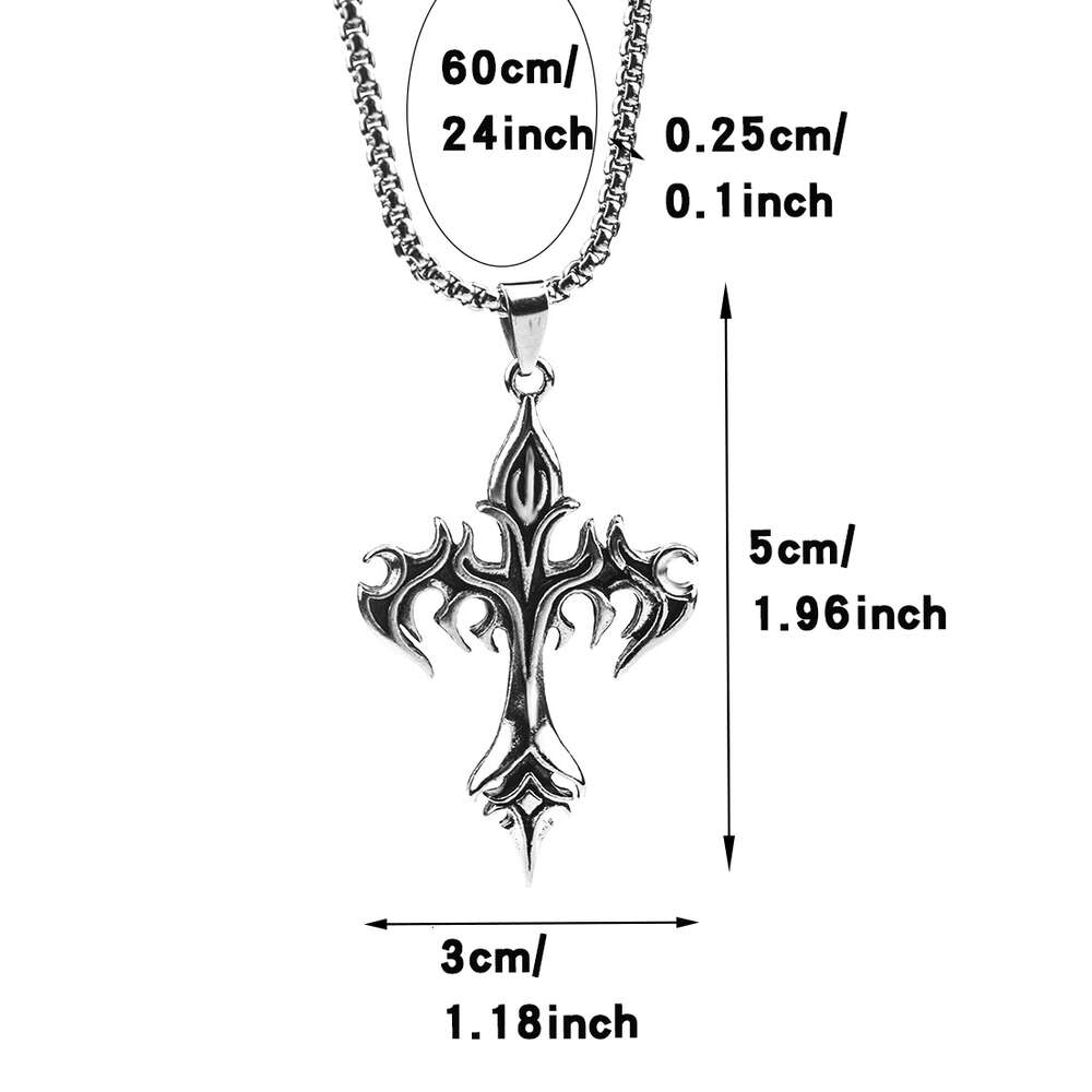 Warrior Mens Cross Emblem Pendant Necklace Simple Skull Taiji Necklaces Stainless Steel Popcorn Chain Party Hip Hop Punk Jewelry Accessories For Men W