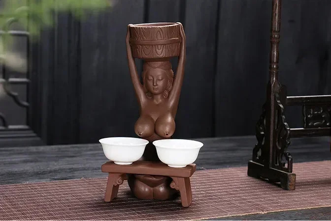 divider tea water spray Purple Clay Tea Pet big tits girl six Human breasts Tea Accessories home decoration tea filter holder 231225