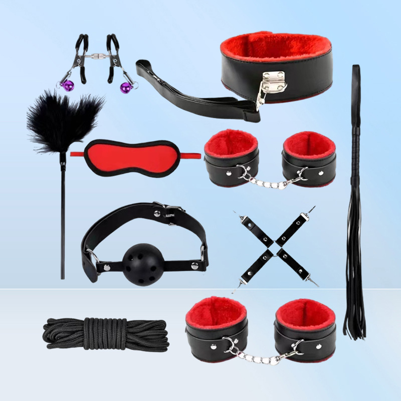 Products Adult Fun Bound Leather Plush Ten Piece Set Sm Binding Women039s Handcuffs Mouth Ball HHHrain OOQQ9028250