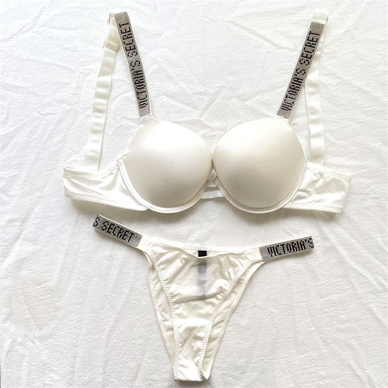 Fashion Women Plus Size Bra Panty 2 Piece Push Up Sexy Underwear Briefs Set Letter Lingerie y231222