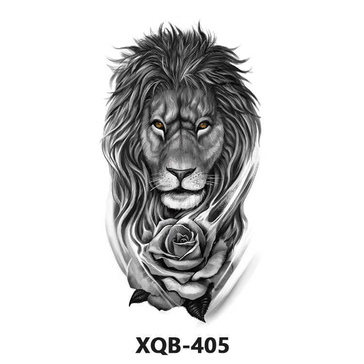 Flower tattoo sticker decoration party props disposable temporary lion animal black and white stickers