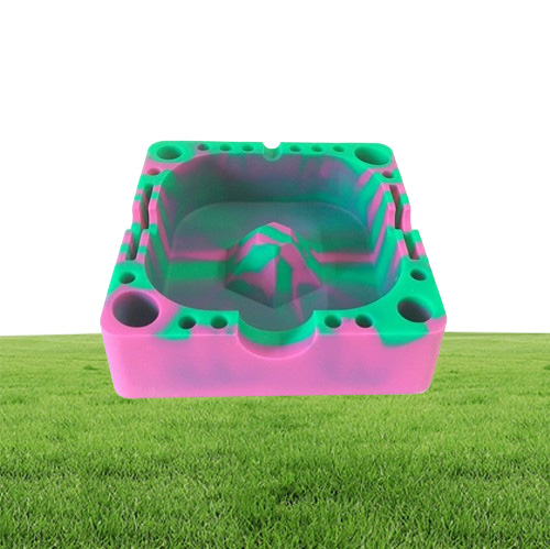 Square Silicone Ashtray Unbreakable Cigarette Tray Dab Station Heat Resistant Smokeless Ashtray For Cigar Holder